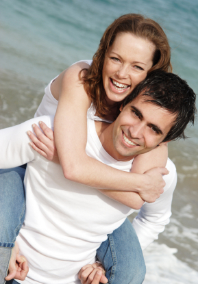 Happiness - having fun by the seashore